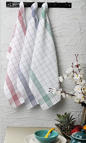 Kitchen Dish Towels, 100% Natural Cotton Kitchen Towels, Set of 12 (15x25Inches), Multi-Purpose Kitchen Tea Towels, Very Soft, Highly Absorbent, Lint Free Vintage Style Hand Towels