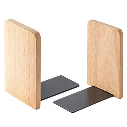 2 Pcs Wood Book Ends for Shelves, Bookends for Heavy Books,CD,File,Video Games, Book Organizer for Home Office School Supplies (2, Small)