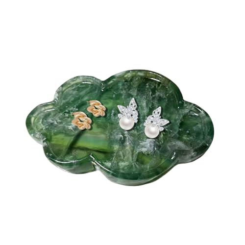 Natural Marble Tray Cloud Shape Vanity Trays, Jewelry Trays Holder Dish for Bathroom Countertop Home Decor Gift Green - color: Green