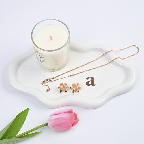 Ceramic Jewelry Large Decorative Cloud Tray, Trinket Dish (A) | Birthday, Engagement Gifts for Women, Nightstand, Vanity Cloud Decor for Earrings, Necklace, Bracelet, Watch, Keys - color: A