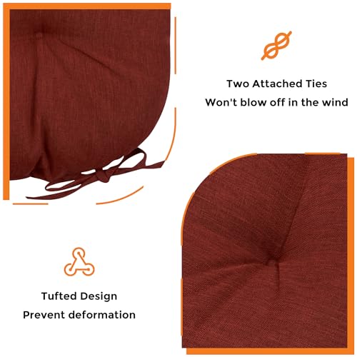 Magpie Fabrics Outdoor Tufted Seat Cushion 19"x19" Set of 2 (Dark Red) | Waterproof Patio Chair Pads with ties Tatami Floor Pillow for Room Garden Balcony Office - color: Dark Red