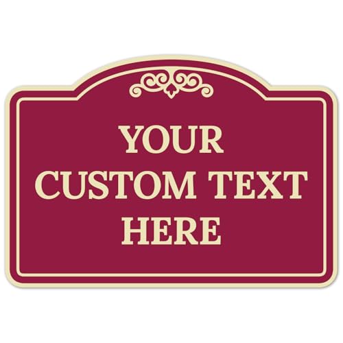 Custom Decorative Sign, Personalized Metal Sign for Driveway, Home, Airbnb, Door Plaque, Burgundy Background Sign, 7x10 Inches, ACM, Fade Resistant, Made in USA by Sigo Signs - color: Burgundy Background, size: 10x7