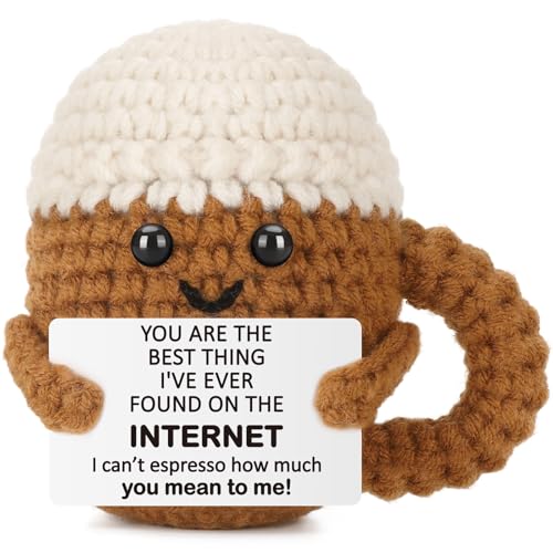 Xinezaa Crochet Coffee Anniversary Birthday Gifts for Boyfriend Girlfriend | Christmas Romantic Gifts for Wife Husband Couples Who Met Online, Coffee Lovers Long Distance Love, Valentines I Love You - style: Internet