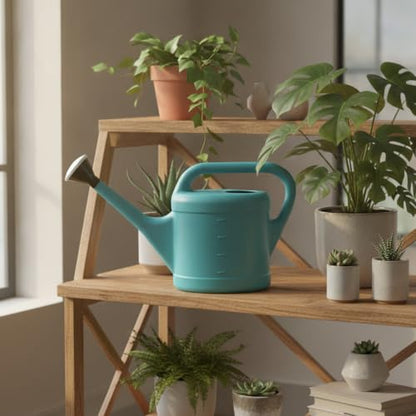 Long Spout Watering Can for Indoor Plants, Lightweight Blue PP Plastic with Narrow Tip for Precise Pouring - size: 14.17 x 3.54 x 11.02 in