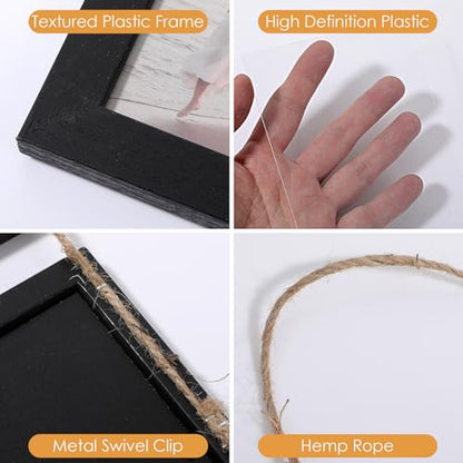 2 Pack Hanging Collage Picture Frames Set, 4 Openings Each For 4x6 Inch Photos, Vertical Multi Photo Display with String For Wall Decor