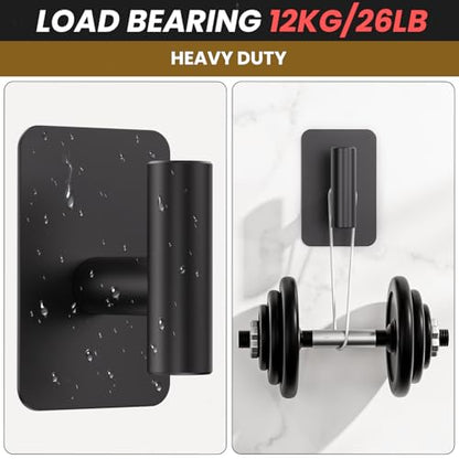 Heavy Duty Adhesive Hooks - 26lb Max, Sticky Wall Hooks Waterproof Stainless Steel for Hanging Towel, Coat, Robe, Towel Hooks Stick on Bathroom, Kitchen, Shower, Door (Black, 4 Pack) - color: Black-Cylinder4