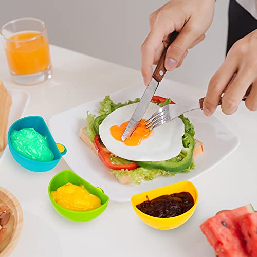 Dip Clip for Bowls Plates 4PCS Plastic Dip Clip Bowl Plate Holder Chip and Dip Serving Set Sauce Holder for Spice Tomato Sauce Salt Veggie Vinegar Ketchup Chips (4 Colors)