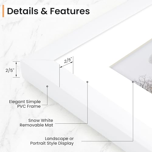 4x6 inch Picture Frame, 4x6 Photo Frames with 3.5x5 Removable Mat - High Definition Plexiglass - Vertical and Horizontal Display - Wall Hanging Frame - White, 12 Pack - color: White, size: 4x6, 12P