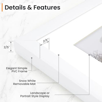 4x6 inch Picture Frame, 4x6 Photo Frames with 3.5x5 Removable Mat - High Definition Plexiglass - Vertical and Horizontal Display - Wall Hanging Frame - White, 12 Pack - color: White, size: 4x6, 12P