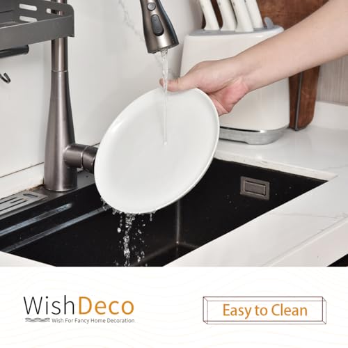 White Dinner Plates Set of 6, Porcelain Salad Plates 9 Inch, Modern Kitchen Plate, Round Serving Dishes, Microwave and Dishwasher Safe, Scratch Resistant, Smooth Glaze - color: White 9 inch
