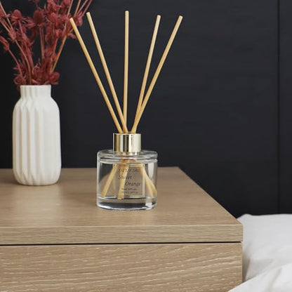 100ml Scent Diffuser with 6 Fiber Sticks, 3.5 oz Reed Diffuser Set | Aromatherapy Fragrance Diffusers Air Fresheners for Home Bedroom Bathroom (Orange)