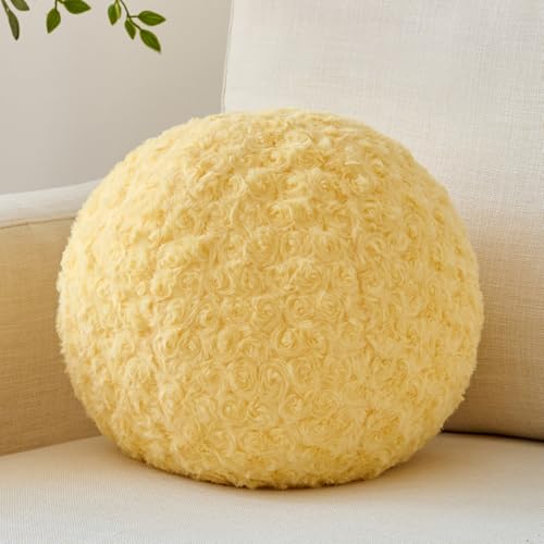 Ball Pillow, Decorative Round Pillow for Couch n, Circle Throw Pillows, Perfect Ball Pillows for Couch, Stylish Decorative Pillows, Versatile Round Throw Pillow (Goose Yellow, Mini-8.6 Inches) - color: Goose Yellow, size: Mini-8.6 Inches