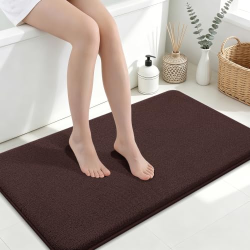 Smiry Memory Foam Bath Mat 40x24, Extra Soft Absorbent Bathroom Rugs | Brown Quick Dry, Machine Washable Bath Mats for Bathroom, Shower, Tub and Home Decor Accessories - color: Brown, size: 40'' X 24''