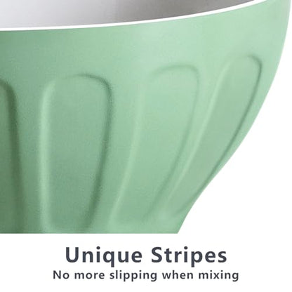 Lareina Ceramic Mixing Bowls Set of 3, Large Nesting Bowls for Serving/Baking/Prepping, Housewarming & Wedding Gift, Oven, Microwave and Dishwasher Safe 3.2/1.7/1.2 Qt, Pastel Color