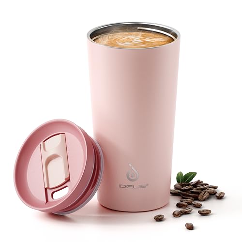 Ideus 17 oz Travel Coffee Mug, Double Wall Vacuum Stainless Steel Insulated Coffee Tumbler With Lid, Splash-Proof & Cup Holder Friendly, Keeps Drinks Hot/Cold, Dishwasher Safe, Blush - color: Blush