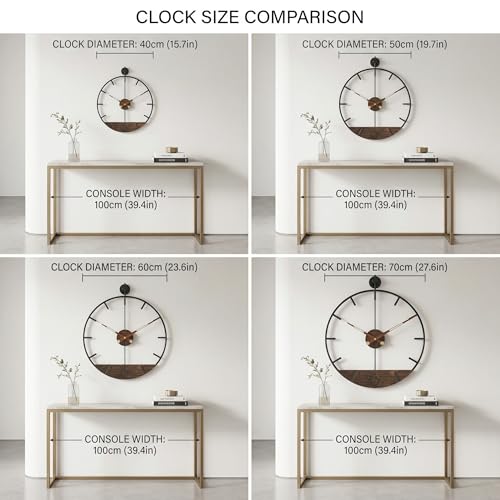 Modern Wood Walnut Dial Wall Clock, Large Simple Wall Decor Metal Frame Silent Non Ticking Clock for Living Room, Kitchen, Bedroom, Study Decoration, Handmade Home Present Idea, 29.5 in - size: 4.XX-Large 29.5In(75cm)