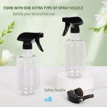 Cleaning Spray Bottles for Plants Misters Inside, 2 Pack 16.9 oz Squirt, Water Spray Bottle Mist Sprayer, No Leak Hair Mister Empty with Adjustable Nozzle (Transparent) - color: Transparent bottle+black nozzle, size: 16.9 oz