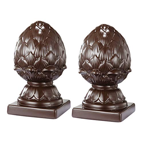 Benjara Ceramic Artichoke Bookends on Square Base, Brown