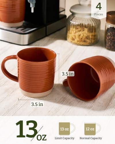 famiware Coffee Mugs Set of 4, 13 oz Mug Set, Ceramic Cup Set with Handle | Stoneware Mug for Coffee, Tea, Latte, Cappuccino, Microwave and Dishwasher Safe, Constellation Series，Terracotta - color: Constellation-Terracotta, size: 4 Count (Pack of 1)