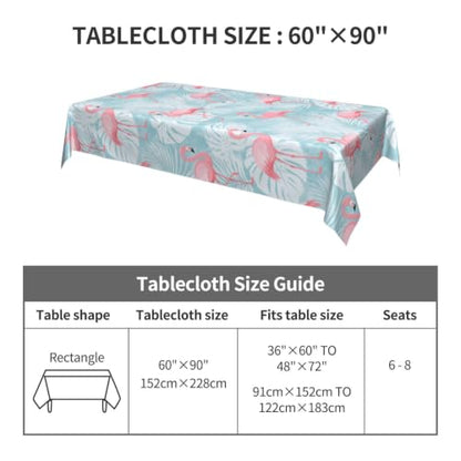 Worltoldb Flamingo Palm Leaf Tablecloths Polyester Table Cloth for Kitchen Dinning Table Washable Table Cover for Parties Wedding Picnic - color: White19