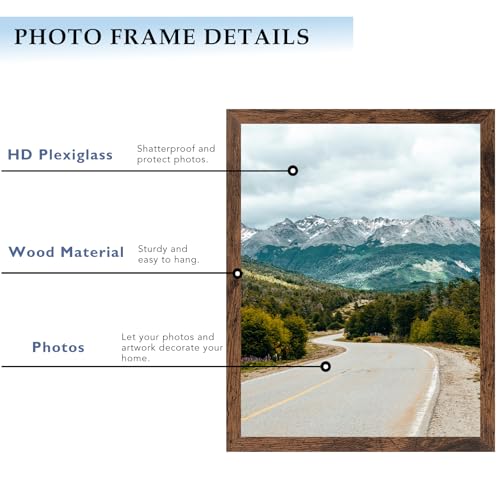 9x12 Picture Frame Deep Brown for Wall Hanging or Tabletop, Wood 9 x 12 Frame Photo Frame for Wall Horizontally or Vertically, Deep Brown, 3 Pack - size: 9x12 inch