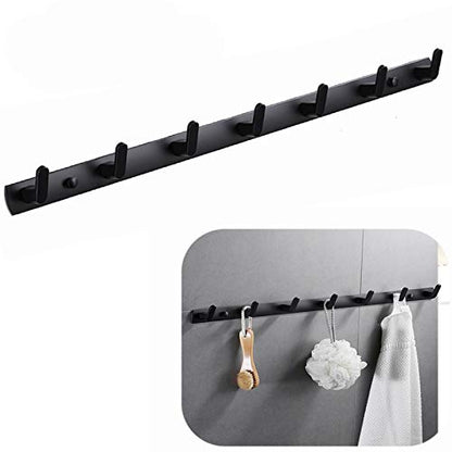 Wall Mounted Coat Rack, 7 Hooks, 25.7"x1.3", Modern, Black | Space Aluminum, Rustproof, for Hallway, Entryway, Hanging Holder for Clothes, Towel, Backpack, 40 lbs Capacity, Easy Install - size: 7 Hooks