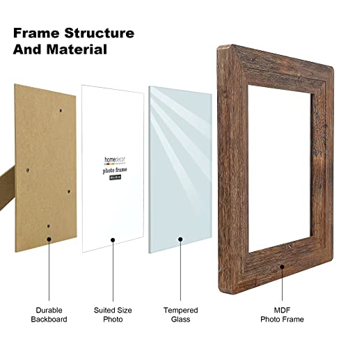 4x6 Wooden Picture Frames with Real Tempered Glass | Rounded Corner Barn Wood Frame, Kid-Safe Tempered Glass, Wall Mount & Tabletop Vertical Horizontal Photo Display - size: 4X6