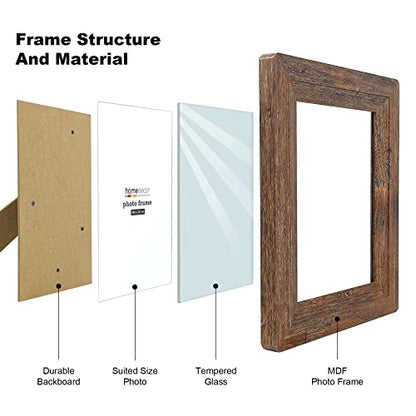 4x6 Wooden Picture Frames with Real Tempered Glass | Rounded Corner Barn Wood Frame, Kid-Safe Tempered Glass, Wall Mount & Tabletop Vertical Horizontal Photo Display - size: 4X6