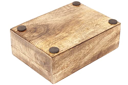 Mother's Day Wooden Hand White Wash Leaf Design Jewelry Storage Box Holder | Tarot Card Trinket Keepsake Wooden Storage Box Perfect Gifts for Women 6x4x2.5 Inch