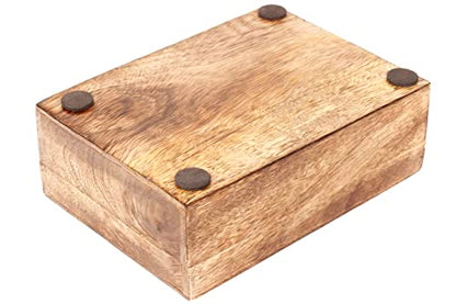 Mother's Day Wooden Hand White Wash Leaf Design Jewelry Storage Box Holder | Tarot Card Trinket Keepsake Wooden Storage Box Perfect Gifts for Women 6x4x2.5 Inch