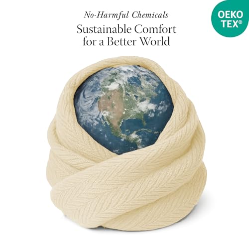 Threadmill Luxury Cotton Blankets for Queen Size Bed | All-Season 100% Cotton Queen Size Blanket | Herringbone Cozy, Soft Breathable Fall Thermal Blanket fits Full Size Bed | Vanilla Cream | 100% Cotton, Herringbone Pattern, 90x92 in, Breathable, Moisture