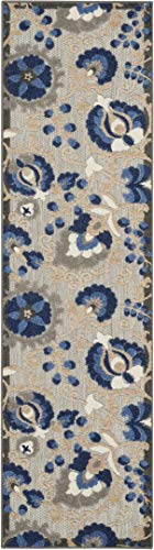 Nourison Home Aloha Natural Blue 2'3" x 10' Area Rug - Easy Clean, Non Shedding, Bed Room, Living Room, Dining Room, Kitchen (10' Runner) - color: Natural Blue, size: 2'3" x 10' (Runner)