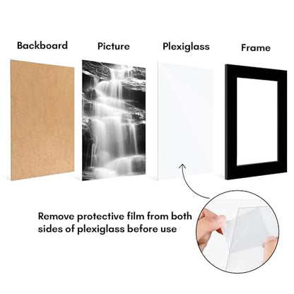 Americanflat 3x5 Picture Frame 5-Pack - Slim Molding - Black | Polished plexiglass front, wall or tabletop display with included easel, hanging hardware included, secure turn-tab backing - color: Black, size: 3x5