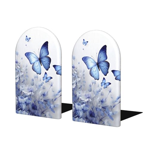 Daisy Flower Butterfly Animal Wooden Bookends for Shelves Decorative Book Ends Universal Book Organizer Holder for Office, Heavy Books, Vinyl Records - color: Daisy Flower Butterfly Animal