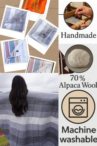 Alpaca Wool Throw Blanket, Grey Striped, 65 x 48 | Cozy, Ultra-Soft, Naturally Warm, Lightweight & Breathable, Non-Itchy - color: Grey Striped, size: Throw (48" x 65")