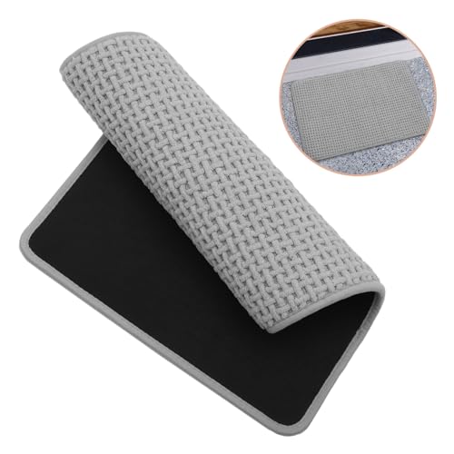ABOOFAN Chenille Bath Rugs Slip Floor Mat Thick Bathroom Rug Absorbent Kitchen Mat - color: Grey