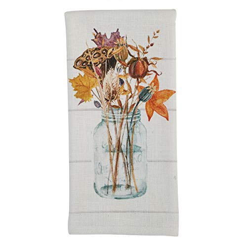Park Designs Harvest Home Mason Jar Dishtowel, Thistle | Cotton | Mason Jar Print | Farmhouse Fall Kitchen Decor - color: Harvest Home Mason Jar Thistle Dishtowel