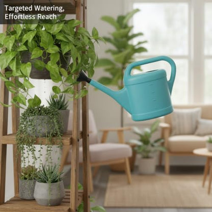 Long Spout Watering Can for Indoor Plants, Lightweight Blue PP Plastic with Narrow Tip for Precise Pouring - size: 15.35 x 3.74 x 12.2 in