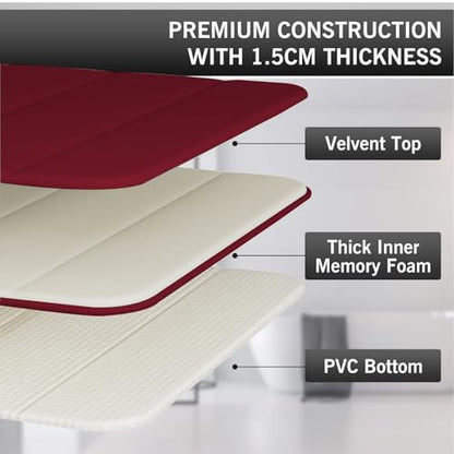 Bathroom Rugs Set 2 Piece Memory Foam Bath Rugs Non-Slip Bath Mat,Washable Room Mats,Absorbent Shaggy Rugs Super Soft Kitchen Mats, Batroom Carpets for Bathroom,Tub,Shower Home Decor（Burgundy）