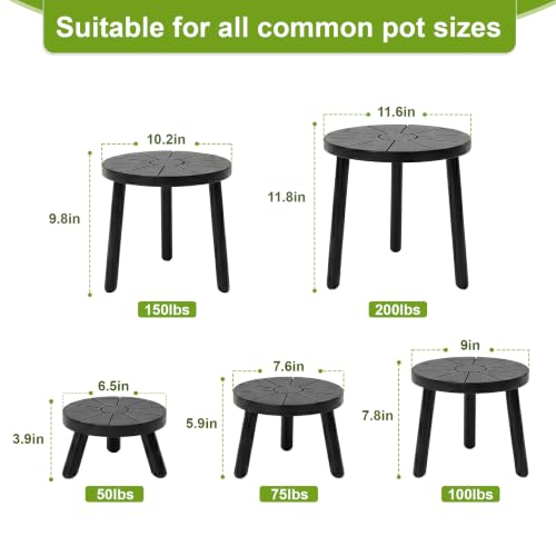Wood Plant Stands 5-Pack Indoor, Plant Stool, Black | Premium carbonized pine with moisture-resistant, burr-free finish, Snap together in 60 seconds, no tools needed - color: Black, size: 5-Pack