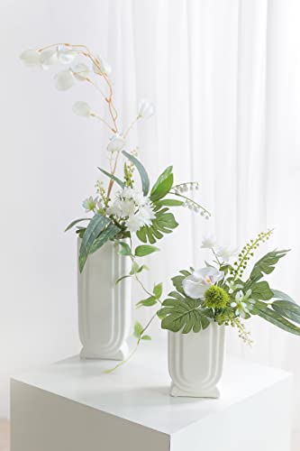 Serra Flora Artificial Greenery Spray Box Set(Pack of 28pcs) with 7 Kinds of DIY Wedding Bouquet Filler Table Centerpieces and Floral Arrangement (White&Green) - color: White&green
