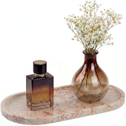 YKAJO Calacatta Viola Pink Oval Marble Tray, 11.8x5.9 Perfume Organizer | Honed natural stone; jewelry & trinket dish, ring & key holder, soap & candle catchall; bath counter, dresser, coffee table - color: Calacatta Viola Pink, size: 11.8" x 5.9" x 0.6"