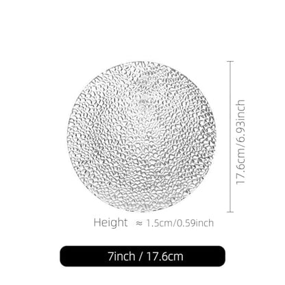 Glass Salad Plates Set of 4, 7inch Crystal Clear Tableware for Dessert, Appetizer, Fruit, Snack, Dishwasher Safe and Stackable, Snowflake Textrued Glass Design (4pcs) (7inch, 4pcs) - color: 7inch, size: 4pcs