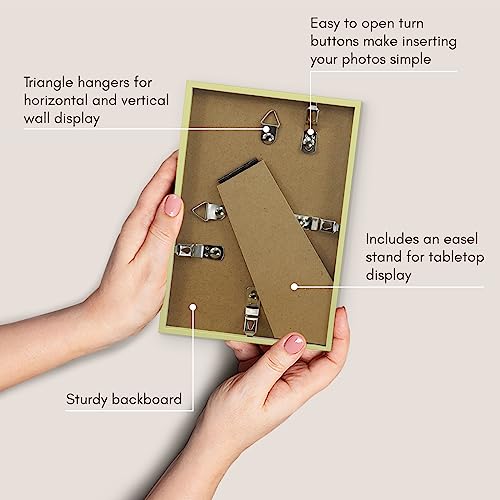 Americanflat 4x6 Picture Frame with Shatter-Resistant Glass - Streamline Collection - Thin Border Photo Frame for Tabletop and Wall Display - Hanging Hardware and Easel Stand Included - Gold | Shatter-resistant glass, wall or tabletop display with include
