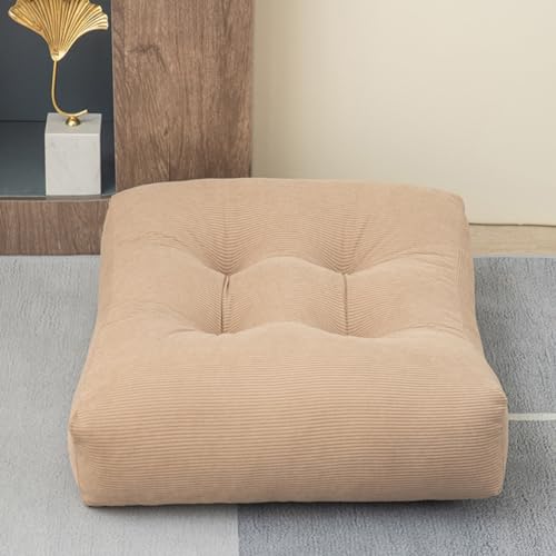Meditation Floor Pillow, Large Square Large Pillows Seating for Adults, Tufted Corduroy Waterproof Seat Cushions for Outdoor Yoga Tatami Bedroom Living Room (Brown, 22x22x5 in) - color: Brown, size: 22x22x5 in