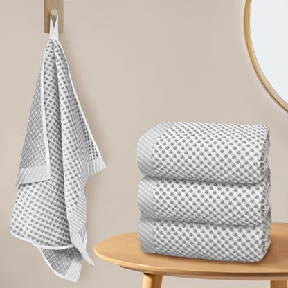 VOOVA & MOVAS Waffle Bathroom Hand Towels 4PC 20"x30", 100% Cotton | Luxury Texture, Quick Dry, Lightweight, Durable, with Hanging Loop, Essential Bathroom Supply, White and Gray Waffle Design - color: White + Gray, size: 4PC Hand Towels