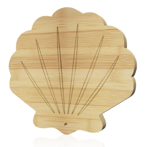 WEBEEDY Shell Shape Wood Cutting Board for Kitchen Decorative Serving Platters Chopping and Serving Charcuterie Board for Meat Fruit Birthday Housewarming Decor Gift, 13.4x12.6x0.6 inch/34x32x1.5 cm