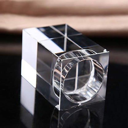 4 Pcs Clear Crystal Candle Holders, 2×2×1.6 inch Square Tealight Candle Holders Solid Square Tea Light Holders for Table Centerpiece Wedding Decor and Dinner Party Home Decor Candlelight