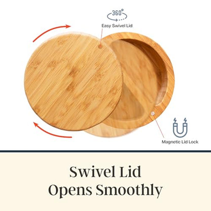 Totally Bamboo Salt Keeper Duet, 2-Compartment Salt and Pepper Container | Salt and pepper bowls keep favorite seasonings within easy reach. Bamboo salt cellar has swivel lid and 8 oz capacity. - style: Salt Keeper Duet