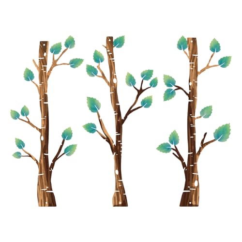 cape leadwort 3Pcs Tree of Life Metal Wall Decor, Black Tree Branch Metal Wall Art, Tree Sign Wall Hangings for Home Garden Office Living Room Indoor Outdoor - color: Leaf